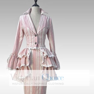 Victorian Edwardian Downton Abbey 1900s 1910s Vintage Form Fitting Peplum 3-PC Suit Dress, Titanic Dress, Theatrical Reenactment Clothing