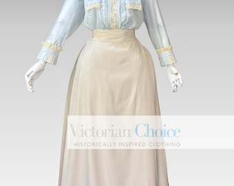 Late Victorian Edwardian Vintage 1900s 1910s Dress 2PC Soft, Flowing Cotton Blend Blouse and Skirt Set,  Period Clothing, Garden Tea Party