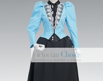 Victorian Edwardian 1890s 1900s Holiday Festive Dress, Vintage 2PC Suit Jacket Skirt with Train, Period Films Museum Display Theater Costume