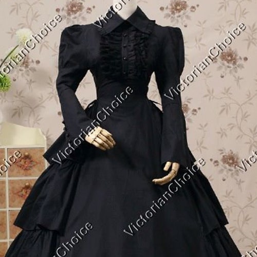 Victorian Black Mourning Dress - Etsy