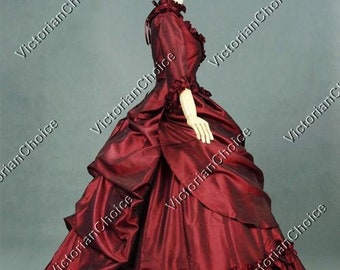 Victorian Quality Taffeta 5PC Bustle Gown, Dracula Bram Stoker Mina's Dress, Victorian Vamp Princess of Darkness Vampire Halloween Costume