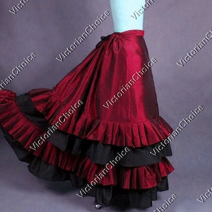 Victorian Edwardian Vintage Bustle Riding Habit Skirt, Gothic Nadja Red and Black Costume, Gothic Taffeta Steampunk Skirt, Theater Clothing