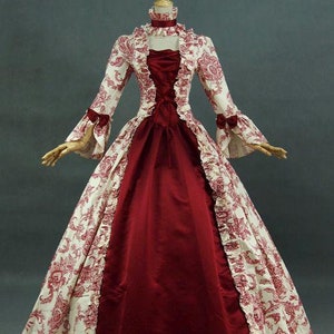Renaissance Fair Antique Floral Fairytale Fantasy Princess Dress,  Queen Marie Antoinette Dress, Victorian Masquerade Ball Gown Theater Wear