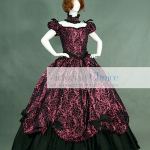 Southern Belle Brocade Dress, Civil War Dress, Victorian Vamp Costume, Princess of Darkness Dress, Vampire Halloween Costume for Women