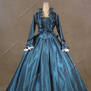 Dickens Fair Victorian Premium Taffeta Ball Gown, Little Women Costume, Civil War Day Dress Reenactment Historical Theatrical Clothing