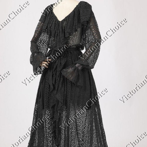 Edwardian Victorian Open Lace Vintage Black Romantic Robe Etsy