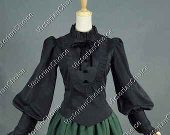 Ladies Victorian Edwardian Gothic Vintage Blaouse, Black Steampunk Long Sleeve Blouse Shirt, Steampunk Blouse, Witch Victorian Vamp Blouse