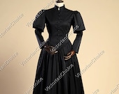 Women Black Victorian Maid Dickens Faire Civil War Little Women Frock Dress Theatrical Costume