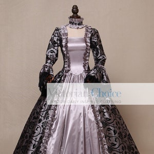Renaissance Fair Gothic Fantasy Fairytale Brocade Dress, Georgian 18th Century Queen Marie Antoinette Dress, Historical Theater Clothing