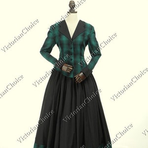 Charles Dickens Faire Cotton Blend Tartan Dress , Victorian Christmas Caroler Caroling Dress, Historical Costume, Civil War Theater Wear