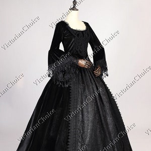 BLACK High Quality Velvet Renaissance Faire Dress, Victorian Gothic Steampunk Dark Fantasy Masquerade Gown, Gothic Girl Queen Theater Dress