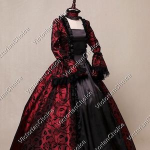Renaissance Fair Brocade Evening Gown, Queen Marie Antoinette Dress, Dark Fantasy Steampunk Gothic Costume, Period Drama Theater Clothing