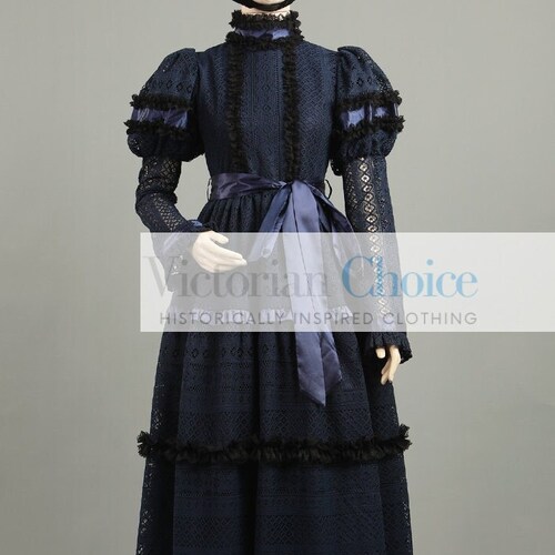 Navy Blue Victorian Edwardian Lace 