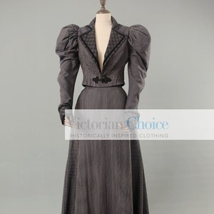 Quality 1890s 1900s Victorian Edwardian Dress, Downton Abbey Titanic Dress, Cotton Blend Jacket Skirt with Train, Period Drama Theater Wear