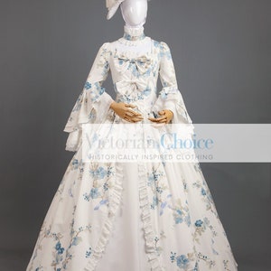 Georgian Style Bridgerton Dress, Renaissance Lady Floral Dress, Colonial Princess Ball Gown, Floral Fairytale Fancy Dress, Theater Costume