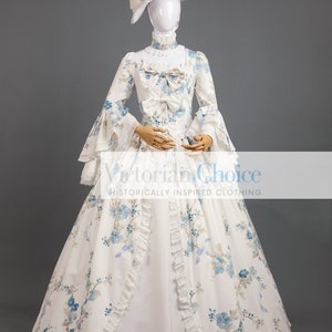 Georgian Colonial 18th Century Bridgerton Dress, Renaissance Lady Antique Floral Princess Fairytale Fantasy Gown, Period Drama Theater Wear