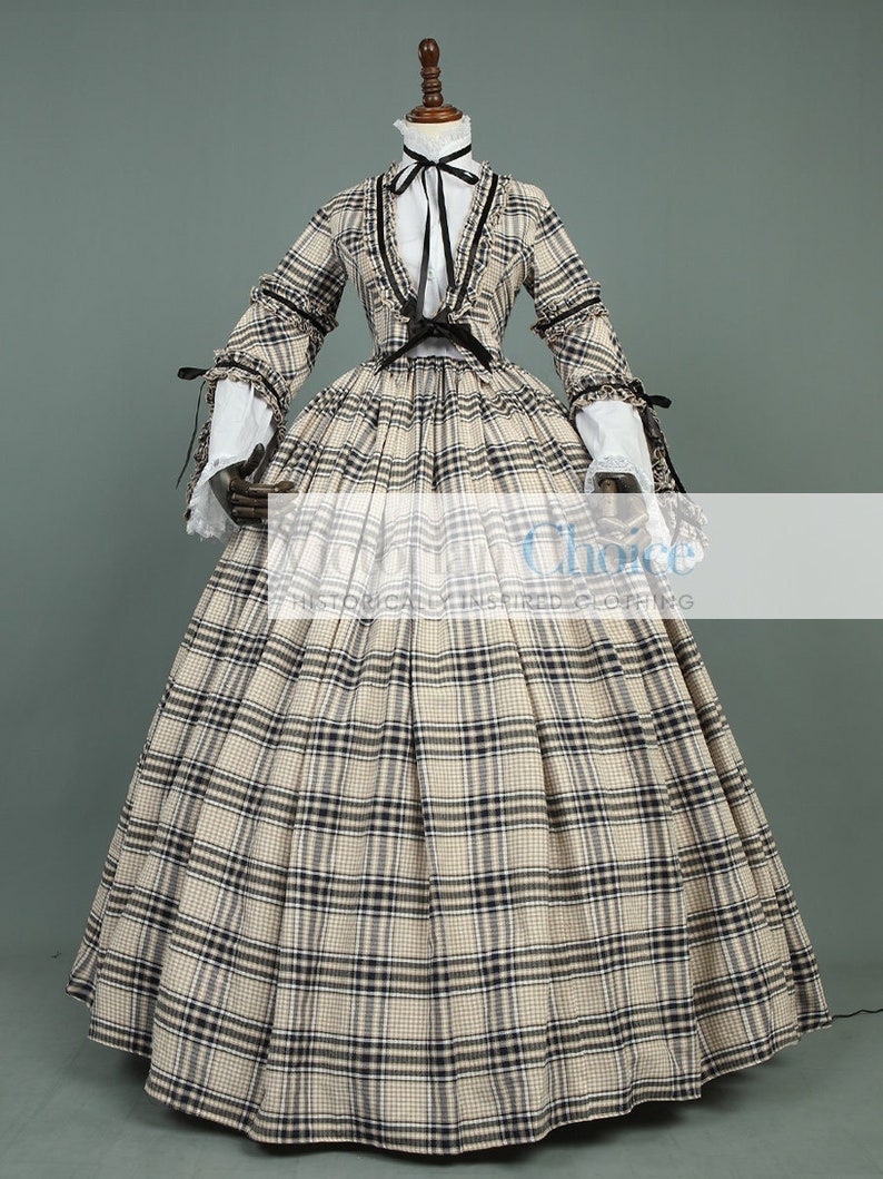 Victorian Dresses | Victorian Ballgowns | Victorian Clothing     Victorian Dickens Fair Dress Civil War Tartan Dress Pioneer Women Tartan Dress Little Women Costume Carol Caroler Dress Theater Costume  AT vintagedancer.com