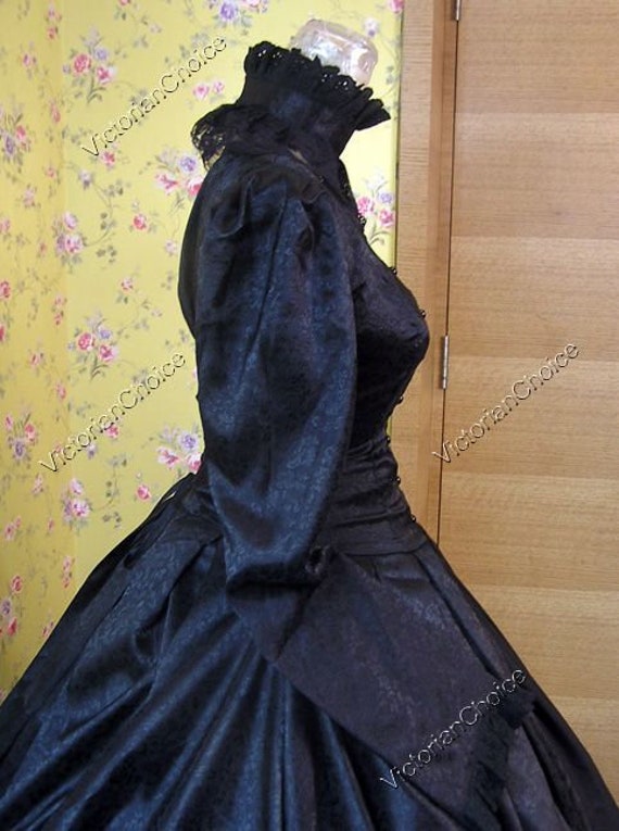 Wine Red Renaissance Gothic Victorian Dress Long Sleeve Lace Brocade  Vampire Gown Historical Costume