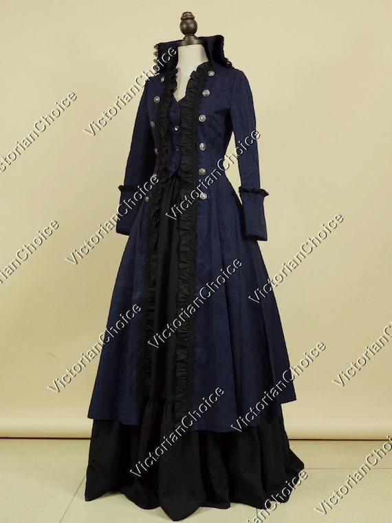 Navy Blue Victorian Gothic Dress, Steampunk Military Women Captain Hook  Costume, Theater Clothing - Etsy Denmark