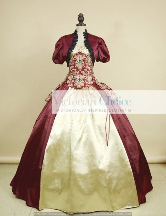 Vintage Victorian Christmas 4PC Corset Bustle Skirt Floral