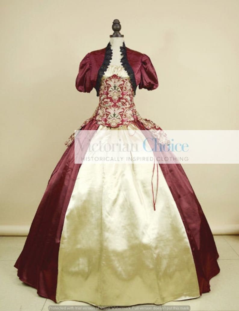Victorian Ballgown, Evening Dress     Victorian Bustle Gown Royal Corset 4PC Floral Fantasy Evening Gown Period Dress Royal Queen Dress Theater Costume $235.00 AT vintagedancer.com