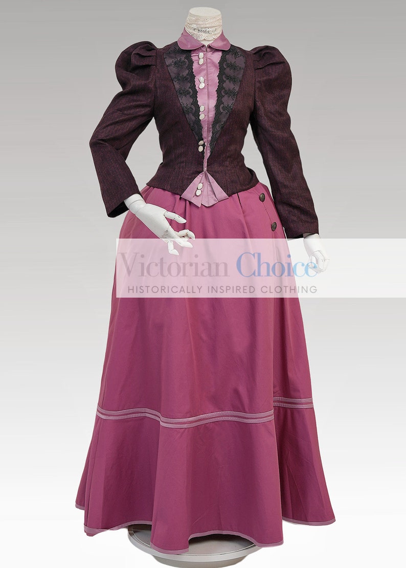 Victorian Dresses | Victorian Ballgowns | Victorian Clothing     Victorian Edwardian 1890s 1900s Fashion Two-Piece Jacket and Full Skirt with a Train Dress Downton Abbey Suit Vampire Halloween Costume  AT vintagedancer.com