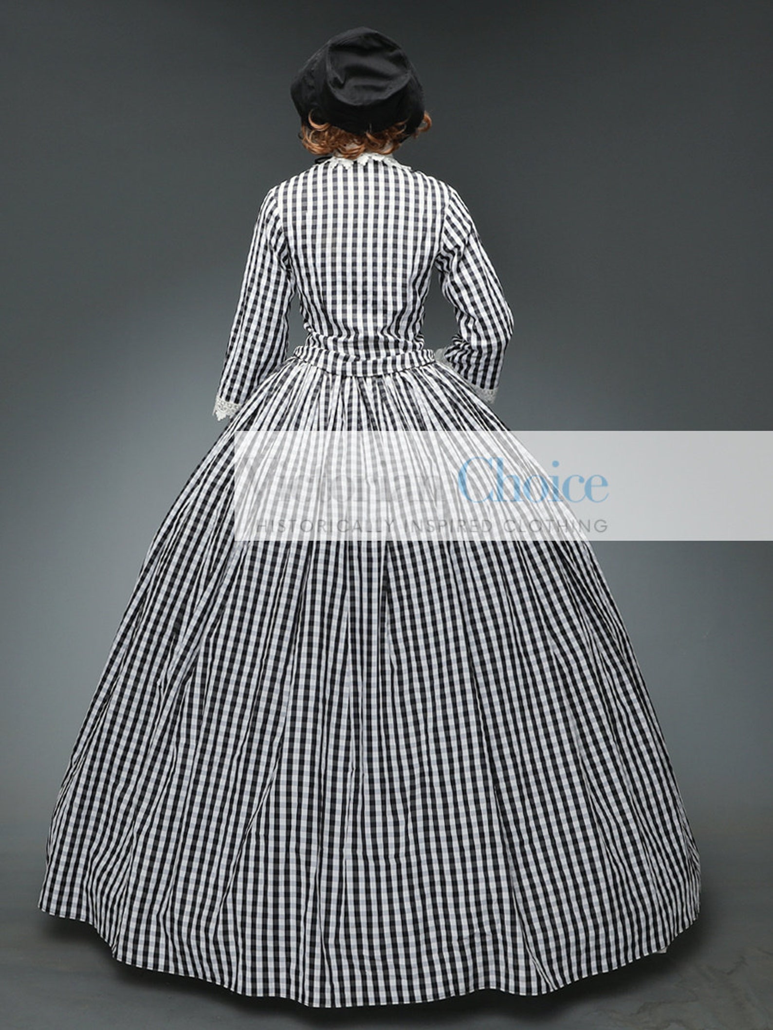 Schwarzes weißes Viktorianisches Bürgerkriegskleid Dickens | Etsy