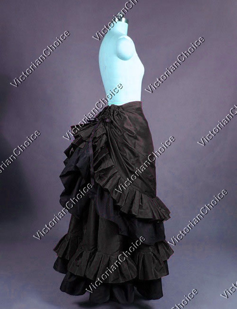 1870s Dresses, 1870s Costumes for Sale     Women Ladies Vintage Skirt Victorian Edwardian Taffeta Bustle Skirt Pleated Black Skirt Theatre Costume Steampunk Cosplay Costume  AT vintagedancer.com