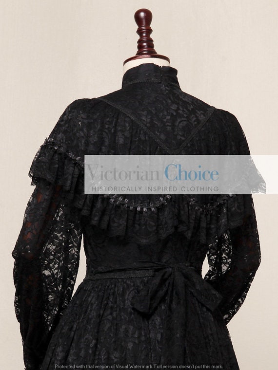 Black Victorian Penny Dreadful Vanessa Dress, Steampunk Military