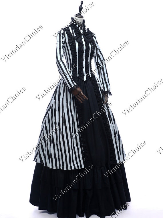 Retoucheren Vlucht bar Gothic Victorian Dress Steampunk Black and White Stripe - Etsy België