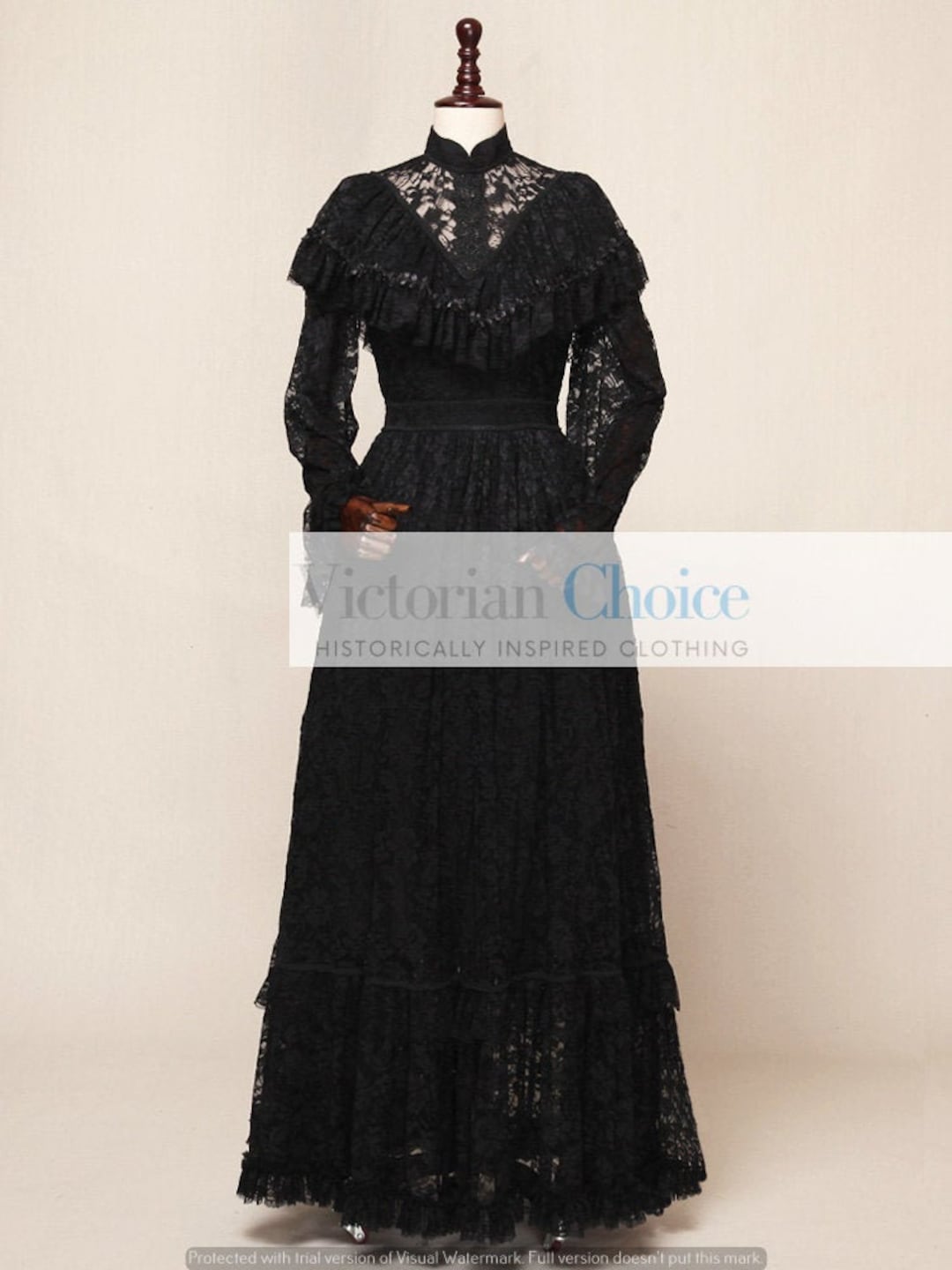 Black Victorian Edwardian Vintage Premium Lace Overlay Dress Black Victorian Edwardian Vintage Premium Lace Overlay Dress