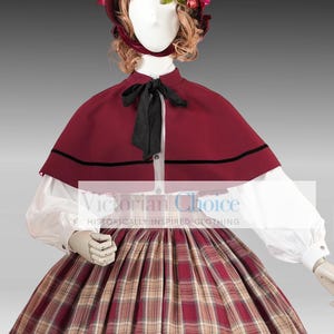 Victorian Dickens Faire 4PC Tartan Cape Dress, Little Women Pioneer ...