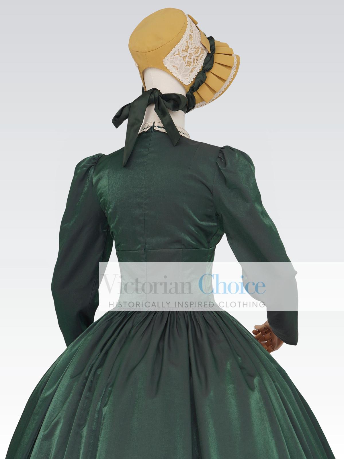 victorian holiday dresses Green and Wine Red Victorian Holiday Dress Halloween Christmas Masquerade Party Dress