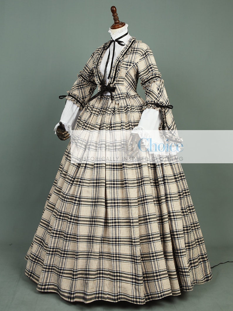 Victorian Dresses | Victorian Ballgowns | Victorian Clothing     Victorian Style Dickens Fair Dress Civil War Southern Belle Tartan Dress Pioneer Women Little Women Costume Historical Costume Theater  AT vintagedancer.com