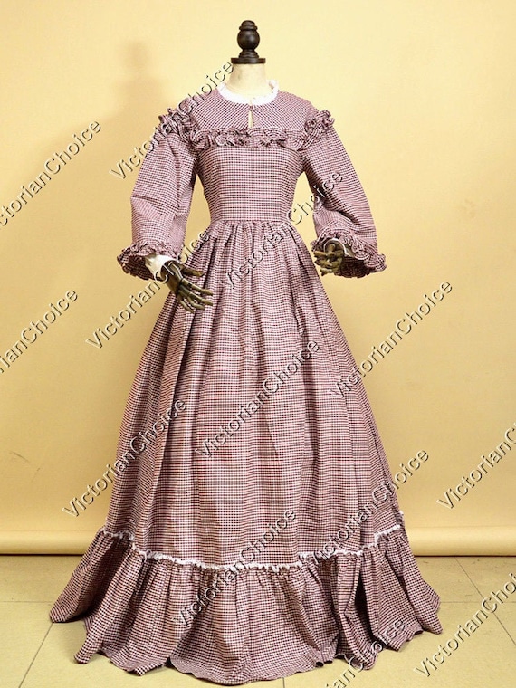 Dickens Faire Costume, Pioneer Prairie Women Plaid Dress