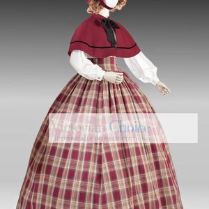 Victorian Dickens Faire 4PC Tartan Cape Dress, Little Women Pioneer ...