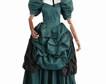 green emerald velvet dress Dark Green Jacquard Corset Dress