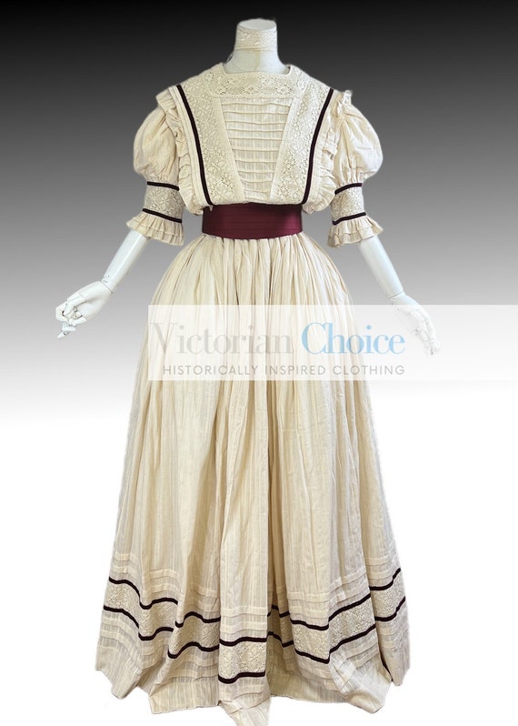 Victorian Edwardian 1910s 1920s Tea Party Garden Top-Quality Crepe Dress, Downton Abbey Titanic Dress, Vintage Wedding Dress Bridal Gown