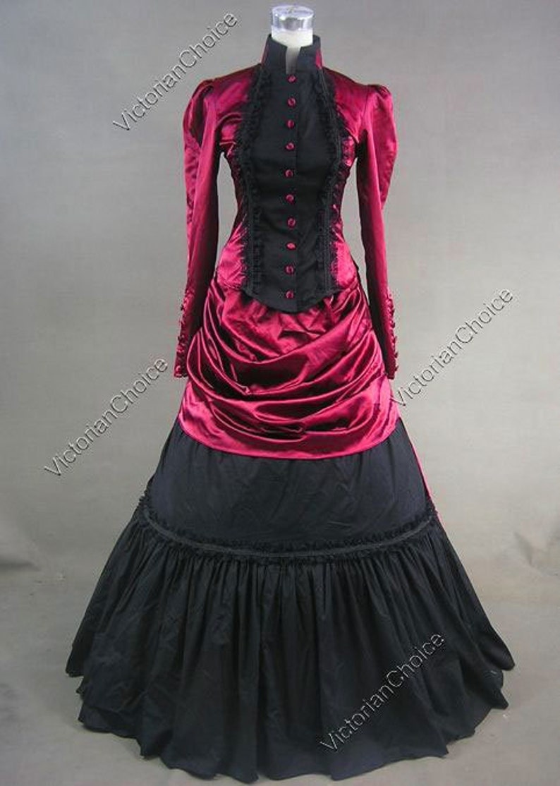 1900s Edwardian Dress, 1910s Dresses and Gowns     Victorian Edwardian Bustle Dress Victorian Vamp Costume for Women Riding Habit Steampunk Gothic Vampire Halloween Costume for Adult Women  AT vintagedancer.com