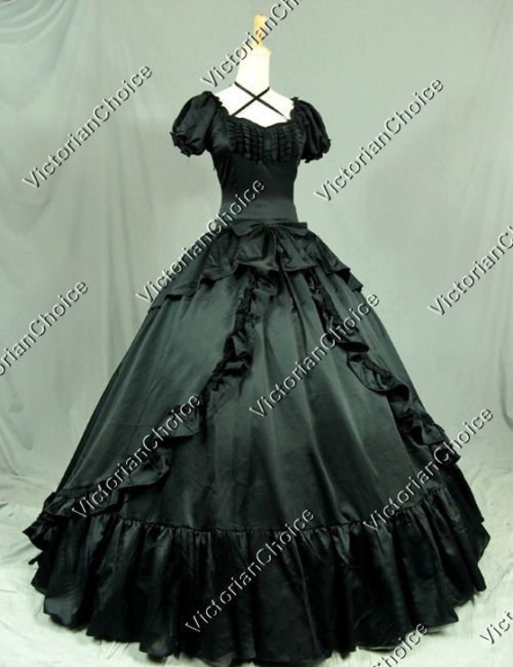 Black Victorian Gothic Dress, Gothic Steampunk Punk Costume