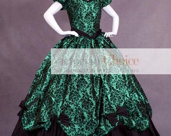 Victorian Civil War Southern Belle Brocade Dress, Royal Fantasy Fairytale Queen Princess Ball Gown, Dark Evil Queen Witch Halloween Costume