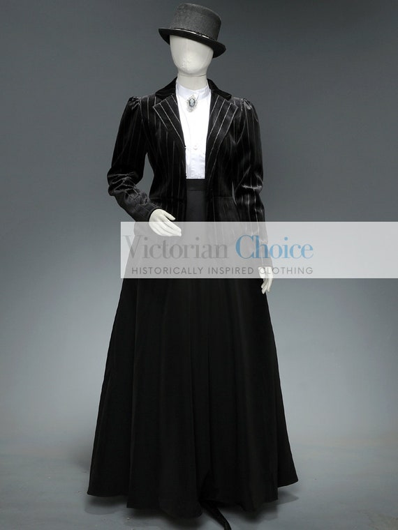 Black Victorian Edwardian 3PC White Shirt Jacket and Full Skirt Suit Dress Suffragists Dress Vintage Witch Ghost Adult Halloween Costume Etsy Canada