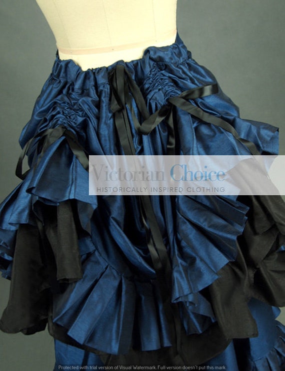 Victorian Edwardian 1890s 1900s Vintage Bustle Skirt, Dark