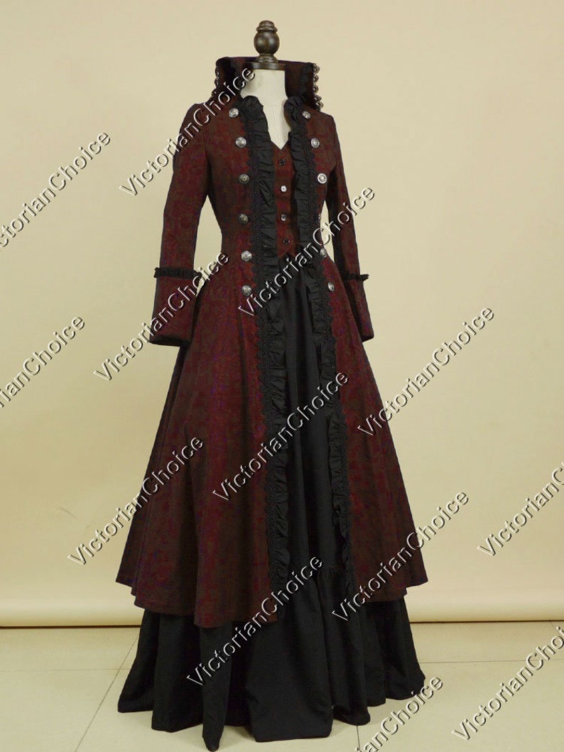 Steampunk Jacket | Steampunk Coat, Overcoat, Cape     Victorian Gothic Punk Dress Penny Dreadful Costume Steampunk Military jacket Captain Hook Pirate Costume Women Vampire Halloween Costume  AT vintagedancer.com