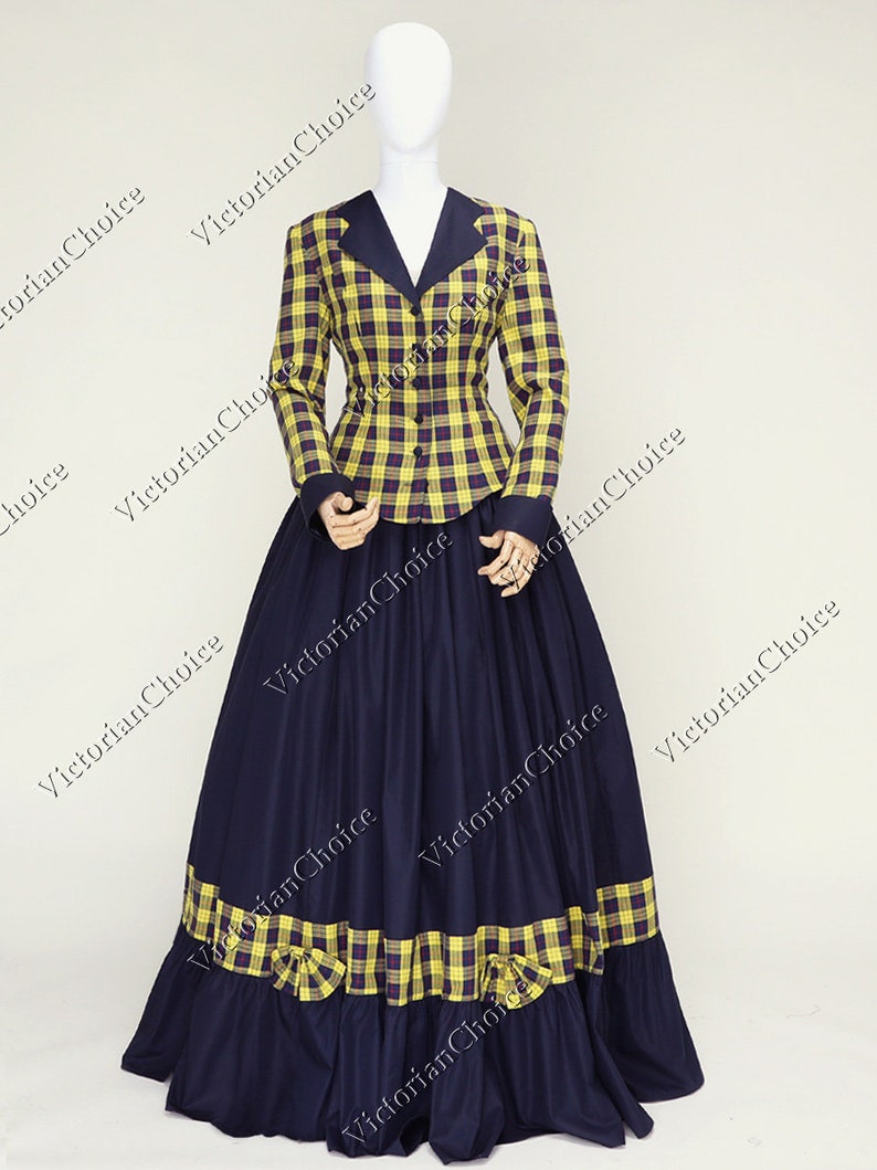 Victorian Dresses | Victorian Ballgowns | Victorian Clothing     Charles Dickens Faire Tartan Dress Victorian Style Jacket Full Skirt Dress Civil War Day Dress Little Women Theater Costume Wild West  AT vintagedancer.com