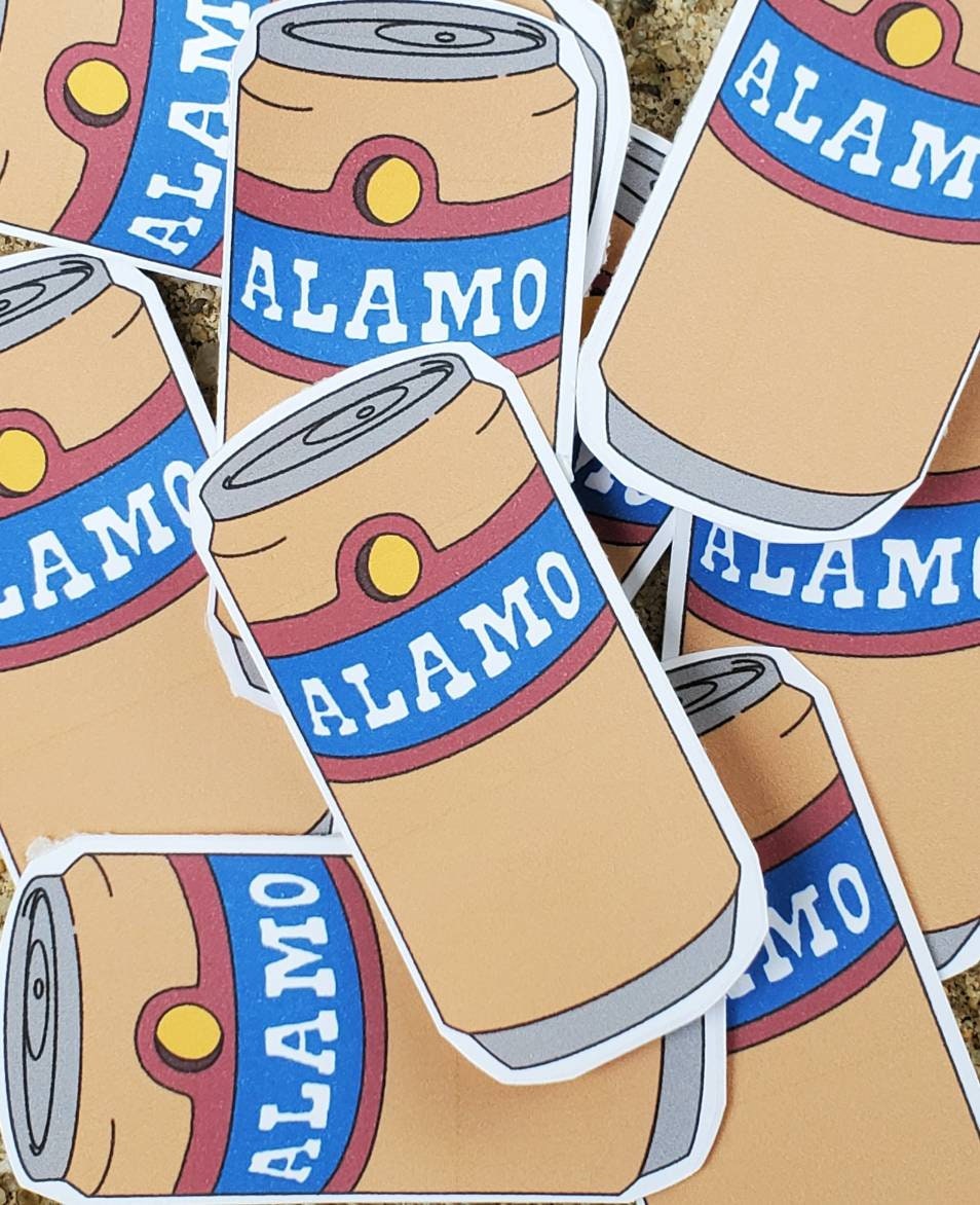 ALAMO Beer Can Sticker | King Of The Hill Paper Sticker | Beer Collectable Sticker | Fan Art Sticker |