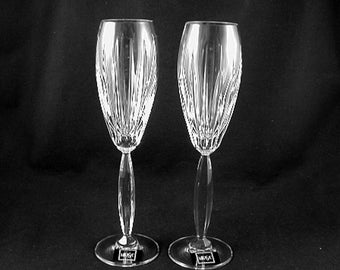 Contemporary Champagne Flutes- WEDDING FLUTES "ROYALTY" by Mikasa- Circa 2000-2004- (Sold as a Pair)