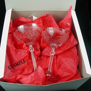 Vintage Champagne Glasses WEDDING GLASSES MINUET Etch by Heisey Circa 1939-1950's Sold as a Pair image 10