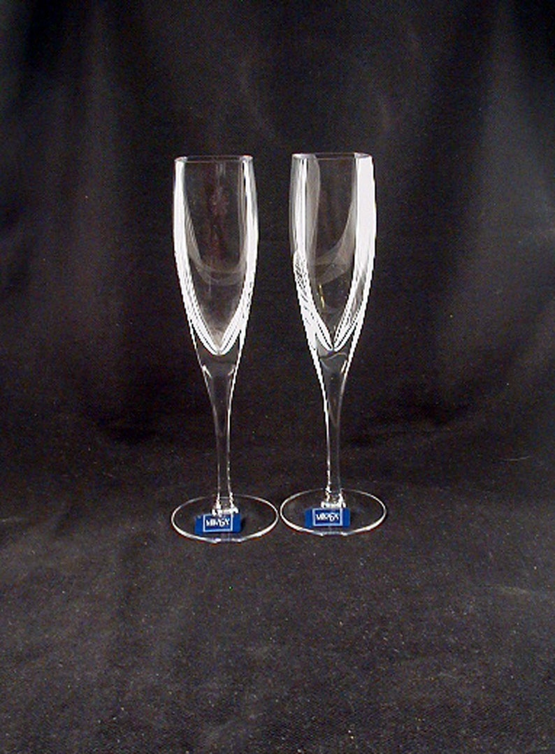 Contemporary Champagne Flutes WEDDING FLUTES Panache Square by Mikasa Circa 2002-2013 Sold as a Pair image 1