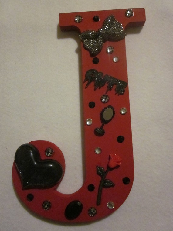 Red Letter J Wall Decor Etsy